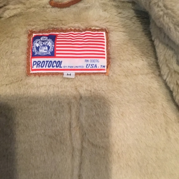 Pan United Protocol Leather suede fur bomber jacket M made in the USA - Picture 15 of 17